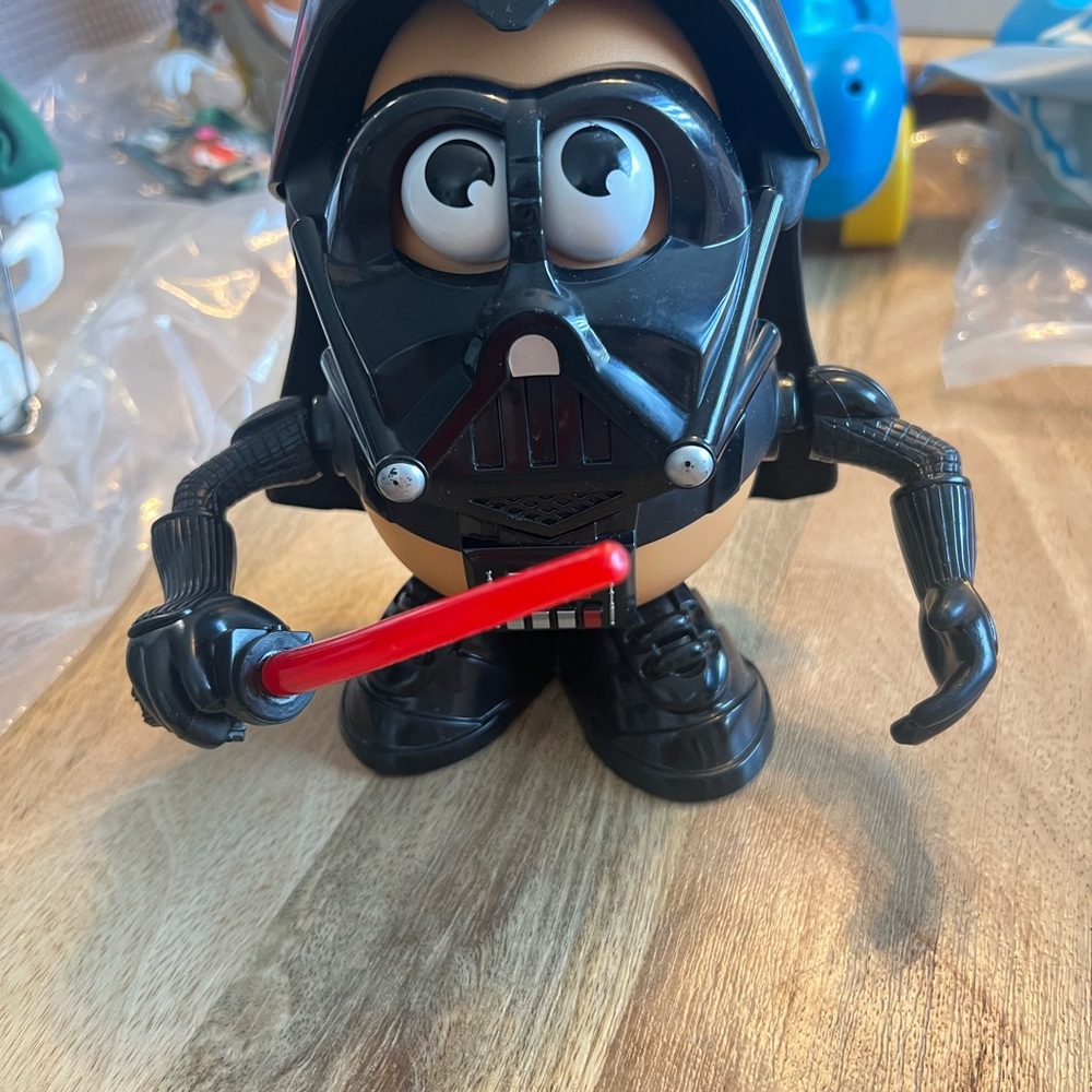 Black Darth Vader Style Kids Toy Figure with Red Light Saber